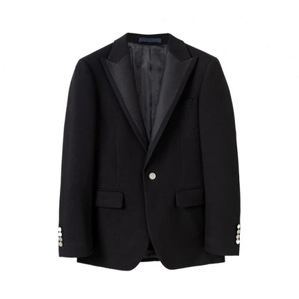 Business Mens Formal Dress Suit Jacket Black Slim Fit British Style Office Man Blazer Top Single Button Wedding Blazers Coat Men