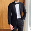 Business Mens Formal Dress Suit Jacket Black Slim Fit British Style Office Man Blazer Top Single Button Wedding Blazers Coat Men