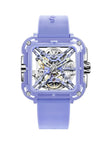 CIGA Design X Series Purple Skeleton Automatic Watch for Women Ladies Elegant Ceramic Mechanical Wrist Watches Silicone Strap