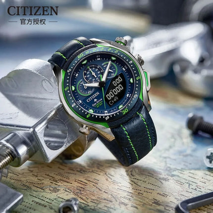 CITIZEN Watch Men's Light Eco Drive Men's Waterproof Diving Watch Luminous Stainless Steel Strap Sports Watch JW0148-12L