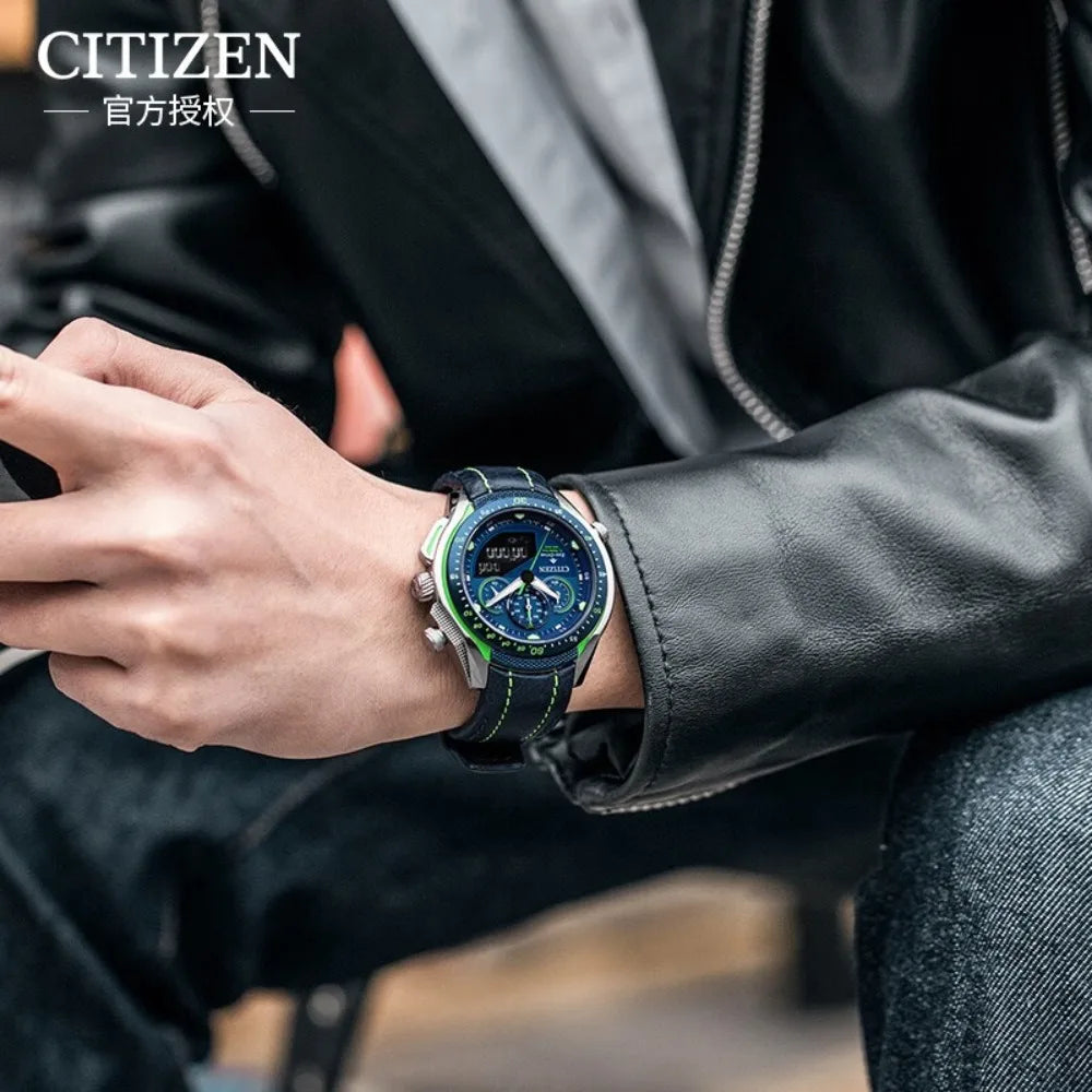 CITIZEN Watch Men's Light Eco Drive Men's Waterproof Diving Watch Luminous Stainless Steel Strap Sports Watch JW0148-12L