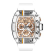 CRONUSART Men Chronograph Watch Tonneau Automatic Mechanical Wristwatch Sapphire Case Lume Fluororubber Strap Sapphire Mirror