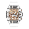CRONUSART Men Chronograph Watch Tonneau Automatic Mechanical Wristwatch Sapphire Case Lume Fluororubber Strap Sapphire Mirror