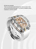 CRONUSART Men Chronograph Watch Tonneau Automatic Mechanical Wristwatch Sapphire Case Lume Fluororubber Strap Sapphire Mirror