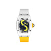 CRONUSART Women Automatic Watch Luxury Tonneau Ladies Mechanical Wristwatch Ceramic Case Fluororubber Strap 3D Relief Dial
