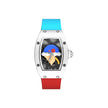 CRONUSART Women Automatic Watch Luxury Tonneau Ladies Mechanical Wristwatch Ceramic Case Fluororubber Strap 3D Relief Dial