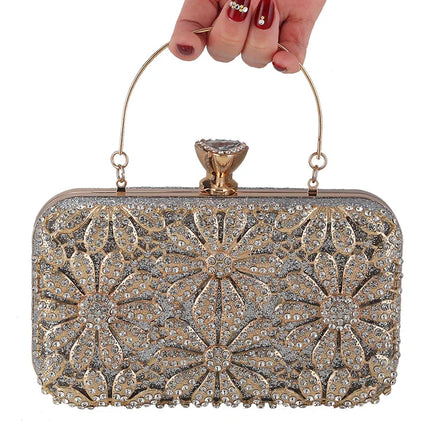 Clutch Bag Women Shoulder Bag Small Crystal Bag Elegant Rhinestone Floral Clutch Evening Purse for Wedding Cocktail Party