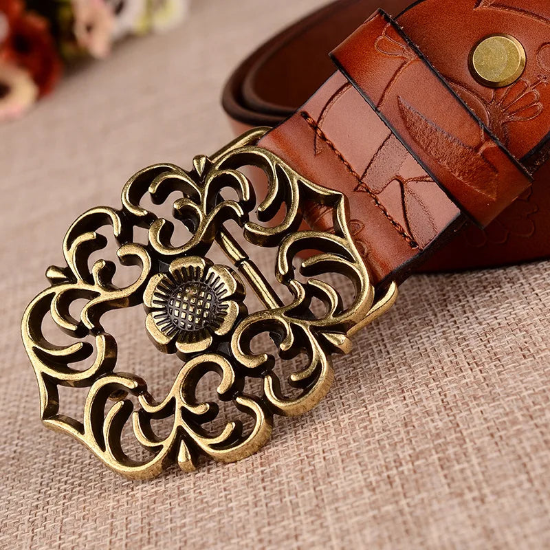 Crossten 100% genuine leather belt women's jeans belts luxury vintage high quality female belts woman cowskin strap Cinto