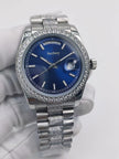Elegant 36mm Watch for Ladies Diamond Case Strap Mechanical Movement Dual Calendar Ultimate Timepiece Accessory