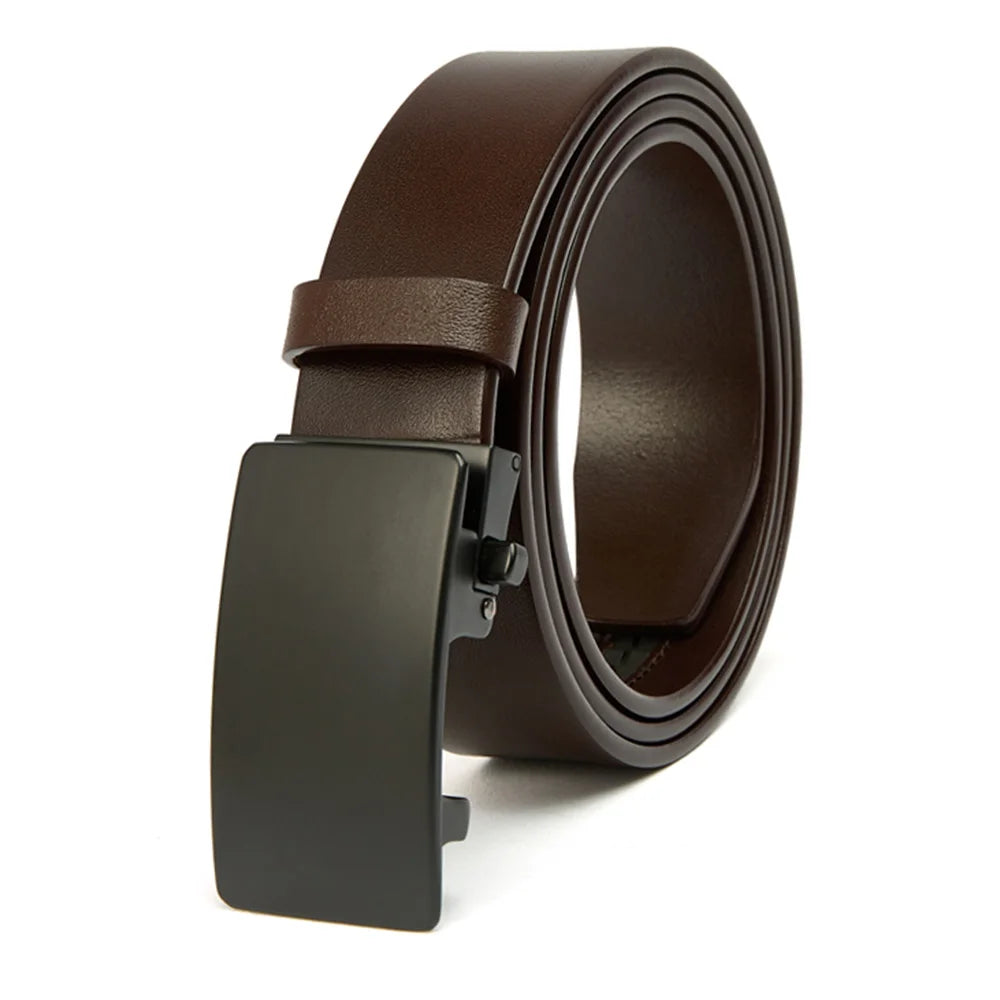 FAJARINA New Arrived Top Quality Cow Genuine Formal Automatic Buckle Men 3.5cm Width Men's Solid Cowskin Leather Belts Styles