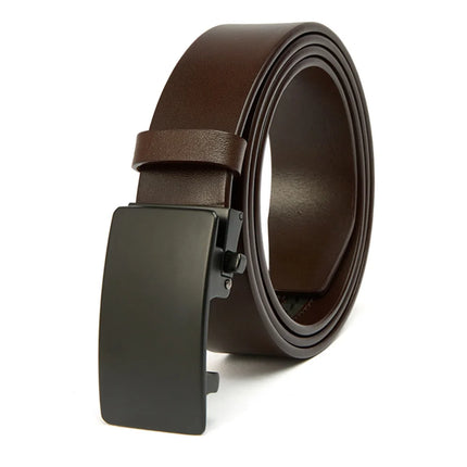 FAJARINA New Arrived Top Quality Cow Genuine Formal Automatic Buckle Men 3.5cm Width Men's Solid Cowskin Leather Belts Styles