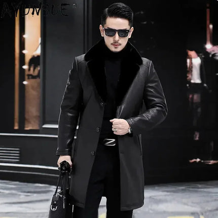 Genuine Deerskin Leather Jacket Men Winter Jackets 2024 Mink Fur Liner Coats Coat Warm Clothes Jaqueta SGG723