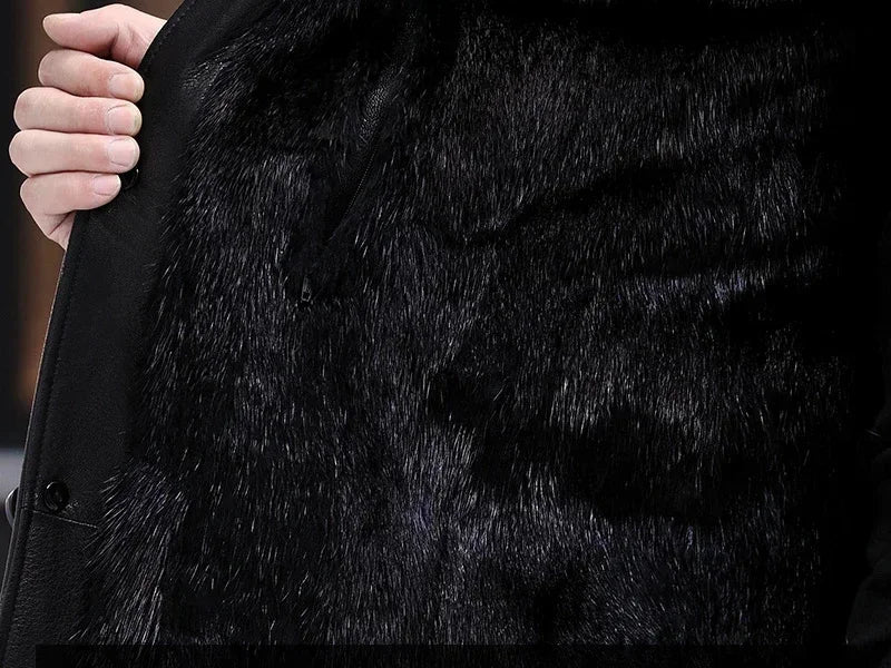 Genuine Deerskin Leather Jacket Men Winter Jackets 2024 Mink Fur Liner Coats Coat Warm Clothes Jaqueta SGG723