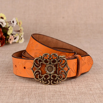 Crossten 100% genuine leather belt women's jeans belts luxury vintage high quality female belts woman cowskin strap Cinto