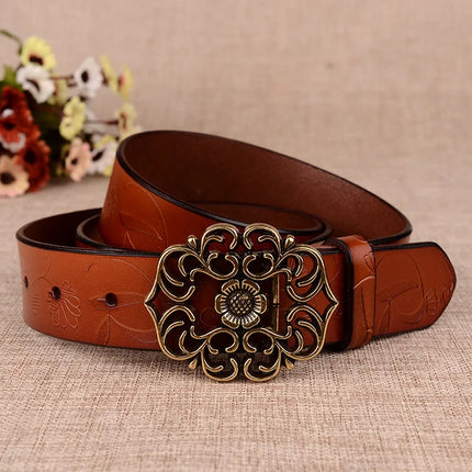 Crossten 100% genuine leather belt women's jeans belts luxury vintage high quality female belts woman cowskin strap Cinto