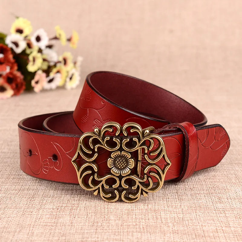Crossten 100% genuine leather belt women's jeans belts luxury vintage high quality female belts woman cowskin strap Cinto