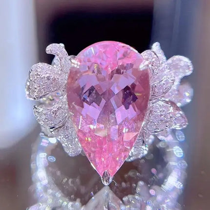 HN Morganite Ring 4.68ct Fine Jewelry 18K Gold 100% Natural Pink Beryl Heliodor Morganite Jewellery for women Fine Ring