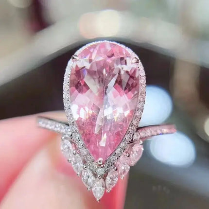 HN2024 Morganite Ring 3.66ct Fine Jewelry 18K Gold 100% Natural Pink Beryl Heliodor Morganite Jewellery for women Fine Ring