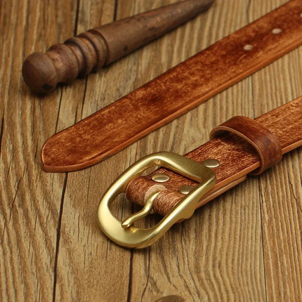 Handmade Belt Buckles for Men Thick Natural Vegetable Tanned Leather Leather Pin Buckle Mens Waist Belt Men's Belt Gifts for Men