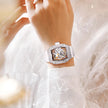 Haofa Ladies Automatic Watch Hollow Kangaroo Dial Luxury Diamond Bezel Sapphire Mirror Waterproof Mechanical Women's Watch 1992