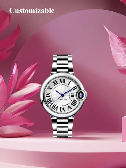 Haullern Top Quality Luxury Lady Watch Ballon Bleu Original Swiss Automatic Mechanical Movement Sapphire Crystal Waterproof 30M