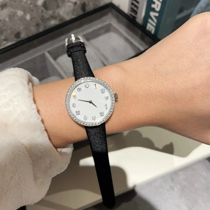 High Quality Women's Watch Top Aaa Fashion Luxury Quartz Waterproof 32mm Ladies Watches Large Diamonds Shiny Silk Strap