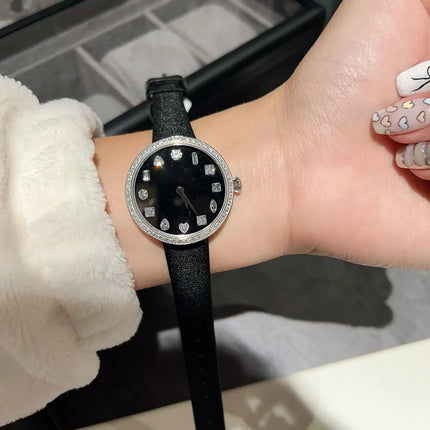 High Quality Women's Watch Top Aaa Fashion Luxury Quartz Waterproof 32mm Ladies Watches Large Diamonds Shiny Silk Strap