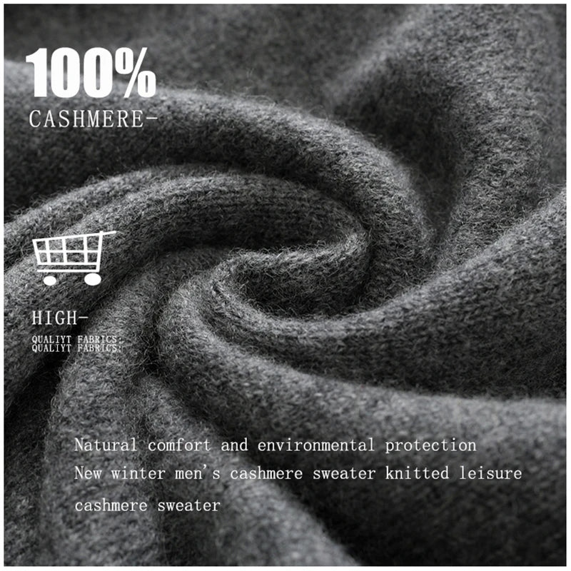 Hooded~Cashmere Sweater Men's 100% Pure Cashmere Cardigan Knitted Sweater Coat