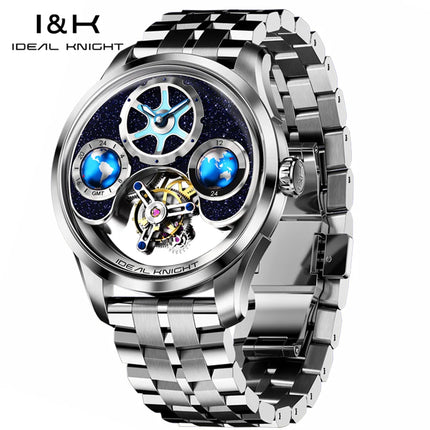 Ideal Knight Limited Edition Top Tier Men Watch Multi Time Zone Display Automatic Mechanical Watch 316L Precision Steel Strip