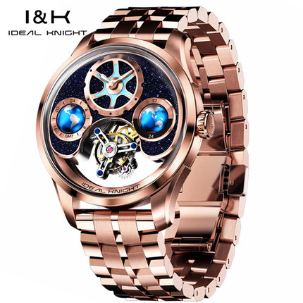 Ideal Knight Limited Edition Top Tier Men Watch Multi Time Zone Display Automatic Mechanical Watch 316L Precision Steel Strip