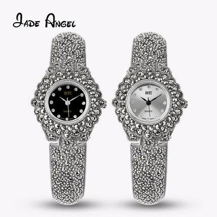 Jade Angel Watch 925 Sterling Sirver for Women Quartz Watch Jewelry Elegant Ladies Watch Lady Crystal Quartz Magnetic Wristwatch