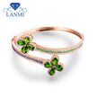 LANMI Solid 14Kt Rose Gold Pear cut Tsavorite Diamond Wedding Bangle with Sapphir and Emerald  for Women Anniversary Jewelry