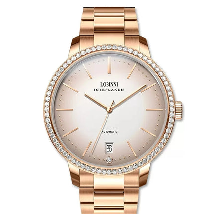LOBINNI Stainless Steel Lady Automatic Mechanical Watch Sapphire Glass Waterproof 50M Date Watch 8.5MM Ultra-thin Women Watches