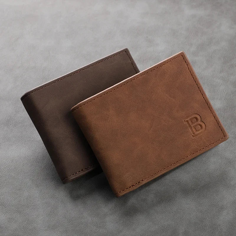 Light Face Soft Leather Mens Horizontal Multifunctional Walle Mens Short Wallet Fashion