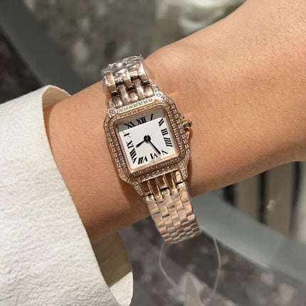 Luxury Quartz Elegant Diamond Stainless Steel Women's Watch 2024 High Quality Movement Women's Watch Yellow Gold Ladies Watch