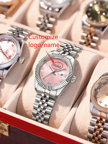Luxury Watch for Women Simple Round Dial Stainless Fashion Gold Bracelet Mechanical watch Wristwatch Students Ladies Watches