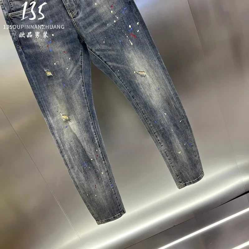M03610   Fashion Men's Jeans 2024 Runway Luxury famous Brand European Design party style