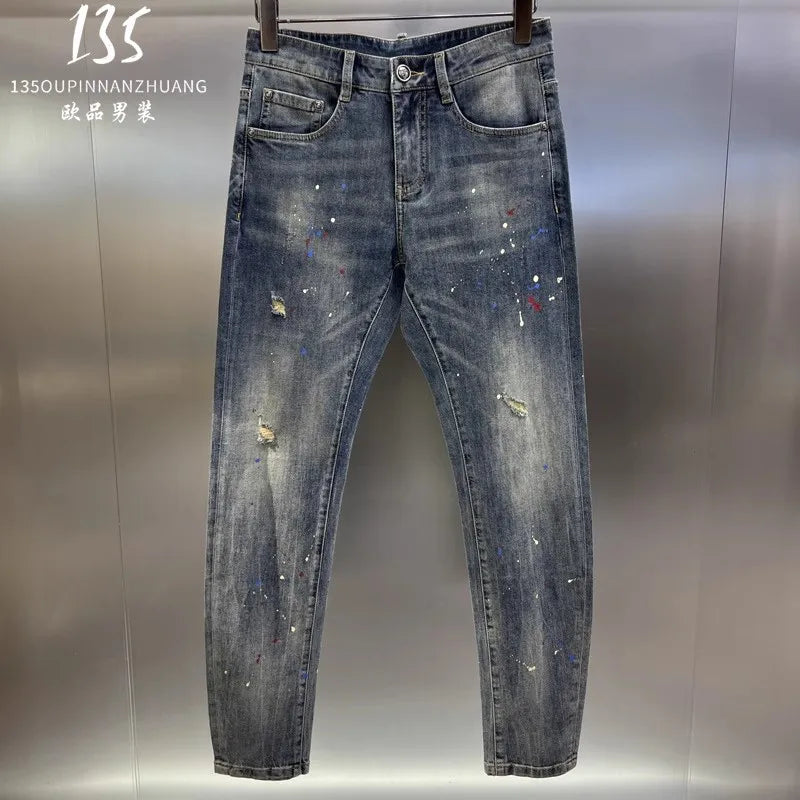 M03610   Fashion Men's Jeans 2024 Runway Luxury famous Brand European Design party style