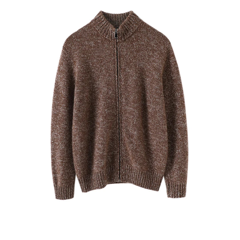 Men Cardigan Design Fashion Sweater Winter Warm Luxury 100% Cashmere Smart Casual Thick O-Neck  Computer Knitted