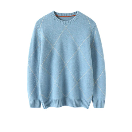 Men Design Fashion Sweater  Winter Warm Luxury 100% Cashmere Smart Casual  Computer Knitted  O-Neck  Man Clothes