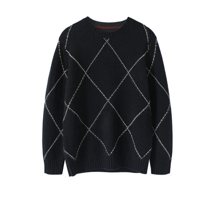 Men Design Fashion Sweater  Winter Warm Luxury 100% Cashmere Smart Casual  Computer Knitted  O-Neck  Man Clothes