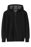 Men's 100% pure cashmere hooded zippered cardigan sweater, double layer thickened jacket, produced in Ordos city