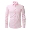 Men's Casual Fashion Classic Basic Business Solid Color Long Sleeved white Shirt Pink Green Red Orange Blue High Quality Shirts
