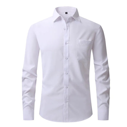 Men's Casual Fashion Classic Basic Business Solid Color Long Sleeved white Shirt Pink Green Red Orange Blue High Quality Shirts