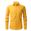 Men's Casual Fashion Classic Basic Business Solid Color Long Sleeved white Shirt Pink Green Red Orange Blue High Quality Shirts