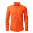 Men's Casual Fashion Classic Basic Business Solid Color Long Sleeved white Shirt Pink Green Red Orange Blue High Quality Shirts