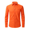 Men's Casual Fashion Classic Basic Business Solid Color Long Sleeved white Shirt Pink Green Red Orange Blue High Quality Shirts