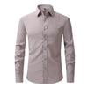 Men's Casual Fashion Classic Basic Business Solid Color Long Sleeved white Shirt Pink Green Red Orange Blue High Quality Shirts