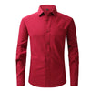 Men's Casual Fashion Classic Basic Business Solid Color Long Sleeved white Shirt Pink Green Red Orange Blue High Quality Shirts