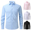 Men's Casual Fashion Classic Basic Business Solid Color Long Sleeved white Shirt Pink Green Red Orange Blue High Quality Shirts